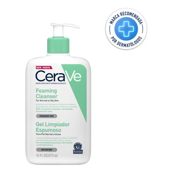 Gel Limpiador Espumoso Cerave 473ml Normal A Grasa Día/noche