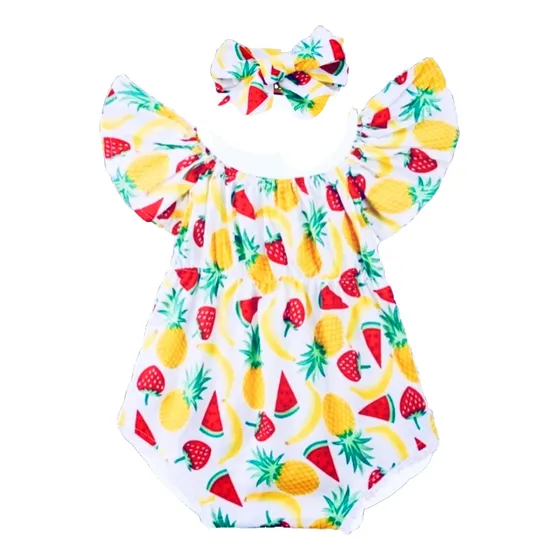 Body De Bebê Menina 100% Algodão Ciganinha Macacão Frutinhas