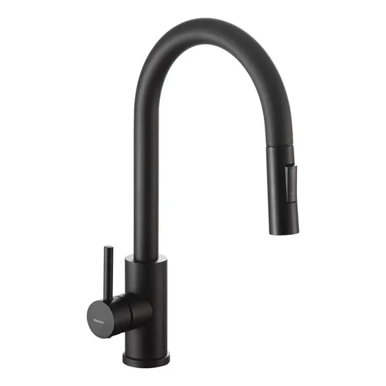 Griferia Monocomando de Cocina Peirano Valencia Black 20-122N Rociador Extensible Acabado Mate Color Negro