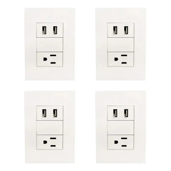 Contacto Toma Corriente De Pared Usb Hy-b309 4pz
