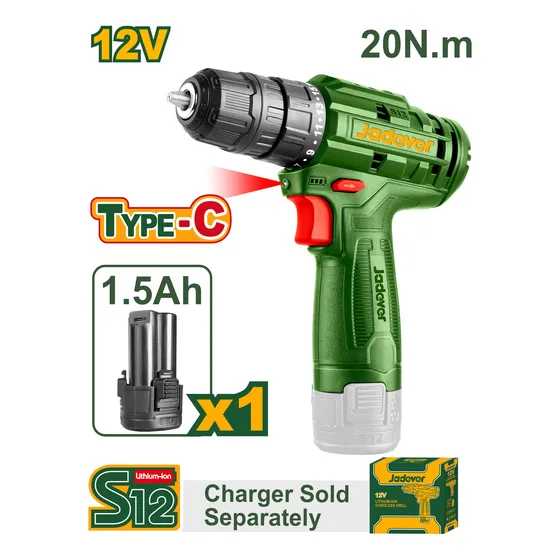 Taladro Inalambrico 12v Max Torque 20nm 750rpm Jadever