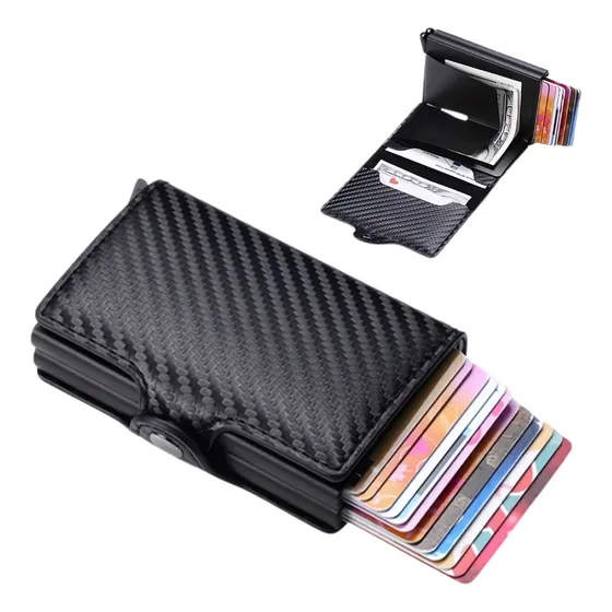 Billetera Tarjetero Premium 16 Tarjetas Fibra Carbono Rfid