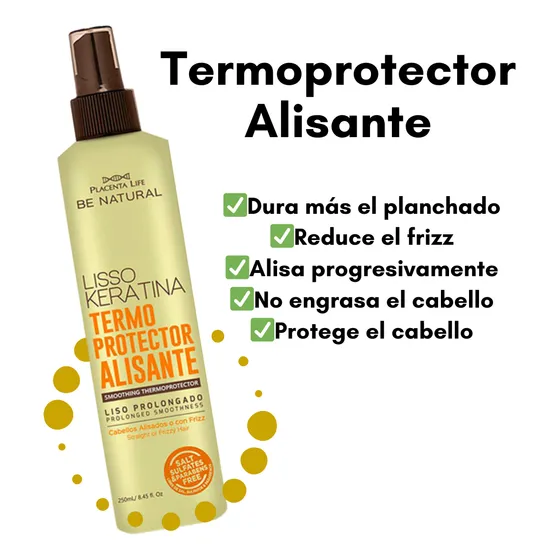 Protector Térmico Alisante Lisso Keratina Be Natural Sin Sal