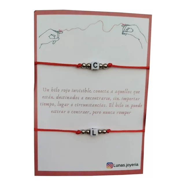 Pulseras Del Hilo Rojo Con Letra Parejas, Regalo Aniversario