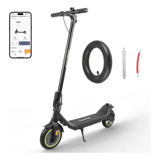 Honey Whale M1 Scooter Eléctrico Patin Plegable 500w 25km/h Color Negro Adultos Motor Max-500W 25km/h-Velocidad 15km-Autonomía Max Honeywhale Patin electrico con Bluetooth