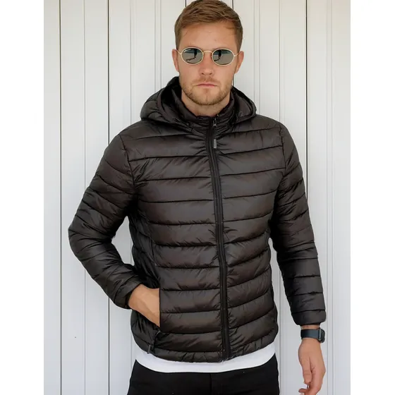 Campera Hombre Inflable Importada Capucha Desmontable Piel