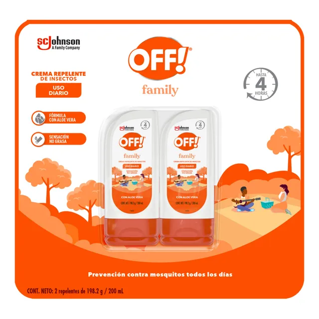 Repelente de Mosquitos en Crema OFF Family 2 Unidades de 200ml