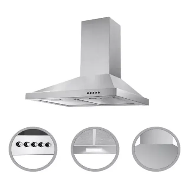 Campana De Cocina Con Extractor Acero Inoxidable Luz Led