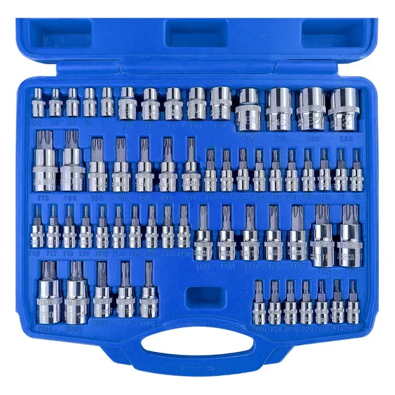 Babefas® 60pz Juego De Dados Y Puntas Para Taladros y Atornilladores Accesorios de Herramientas Torx externos, acero S2 y Cr-V, kit completo con torque máximo