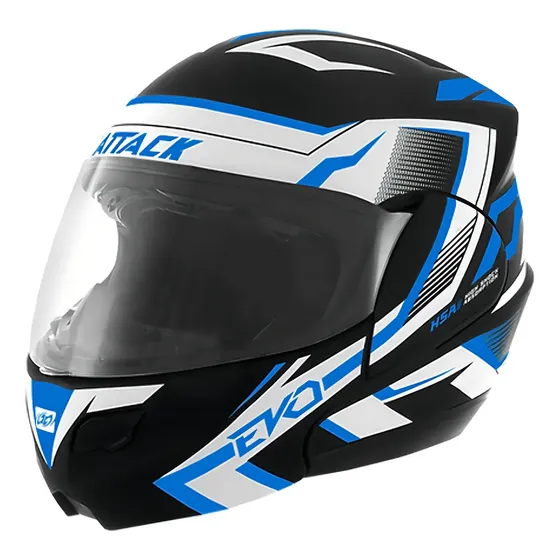 Capacete para moto escamoteável Pro Tork Attack EVO preto e azul attack evo tamanho 62