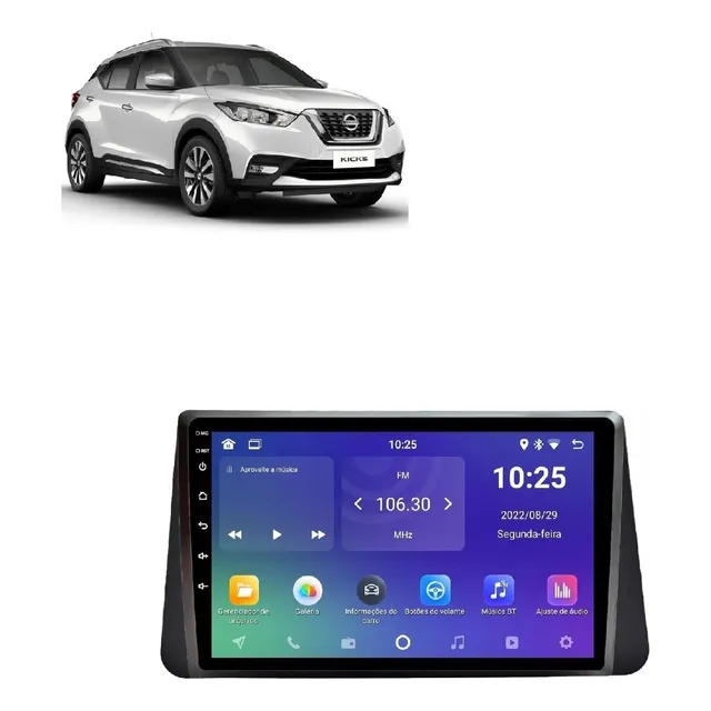 Multimídia Android Nissan Kicks 2016-21 Carplay 4/64gb 9p