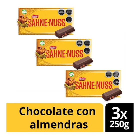 Chocolate Sahne Nuss® Barra 250g Pack 3 unidades