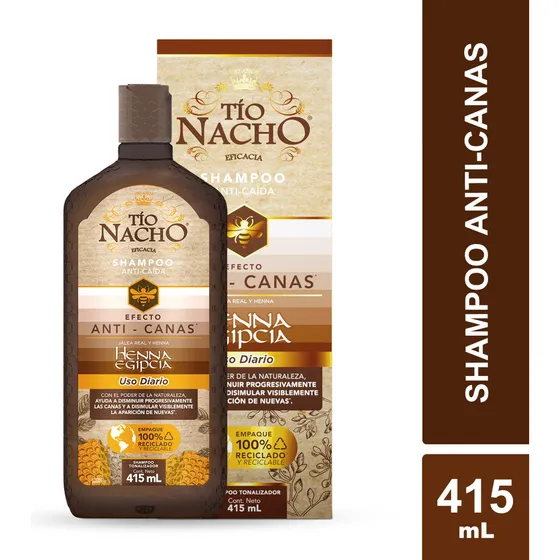  Shampoo Tío Nacho Efecto Anti-canas Henna Egipcia Con 415ml