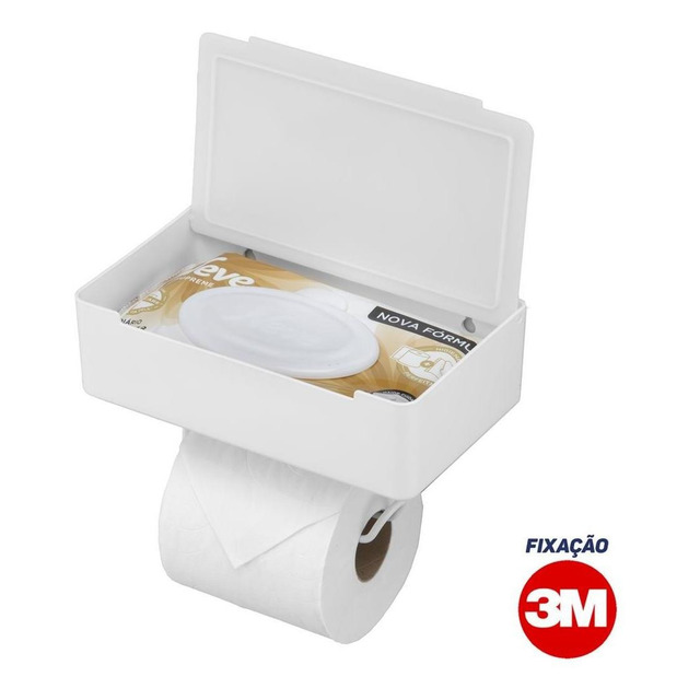 Arthi Premium Suporte 3 Em 1 Com Fita 3m Papel Higiênico Lenço E Celular Cor Branco Arthi Premium Suporte 3 Em 1 Com Fita 3m Papel Higiênico Lenço E Celular Cor Branco