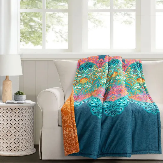 Manta Reversible Estilo Boho Chic De Lush Decor, 60 X 50, Co