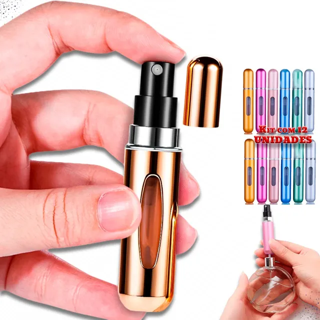 Kit 12 Porta Perfumes 5ml Mini Frasco Recarregável Viajem 