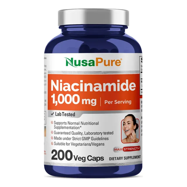 Suplemento De Niacinamida Nusapure 1000 Mg 200 Cápsulas Vege