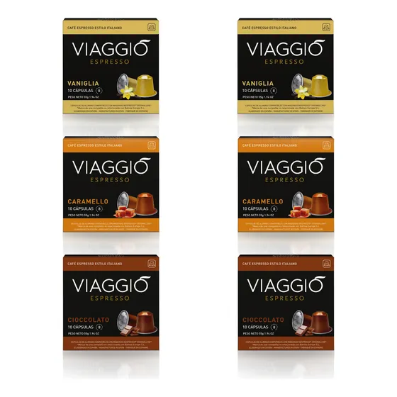 Cápsulas Café Viaggio X60 (30 Clásicos+30 Sabores) Nespresso