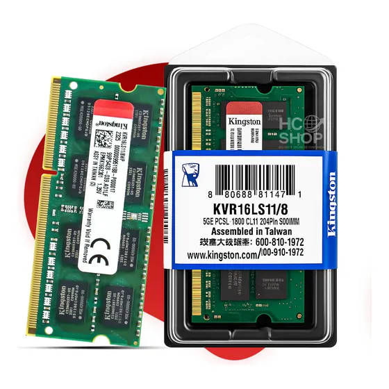 Memória Ram Notebook Kingston 8gb 1600mhz Ddr3l Pc3l-12800