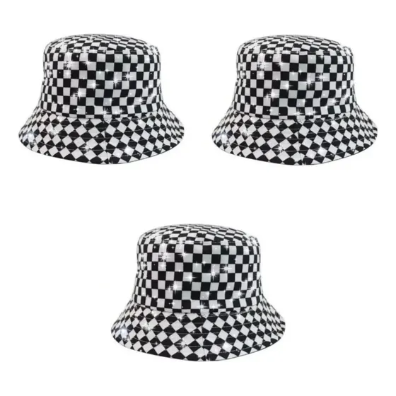 Gorro Bucket Hat Cuadros Blanco Y Negro
