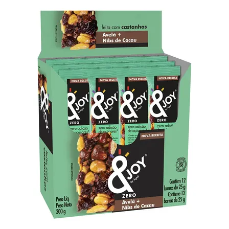 Barra De Castanha Avelã E Nibs Ejoy Nuts Display 12 Un 25g