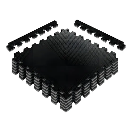 Kit 12 Tapetes Tatame 1x1 30mm Bicolor-preto/cinza