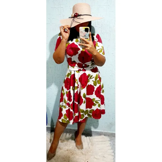 Vestido Rojo Flores 