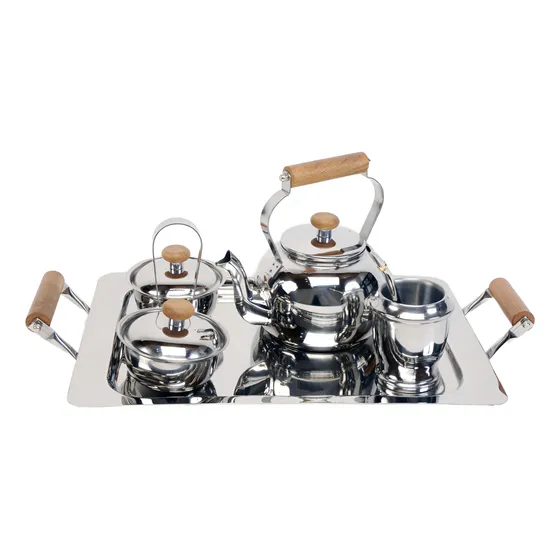 Set Kit Equipo Matero Pava Acero Inoxidable Color Plateado