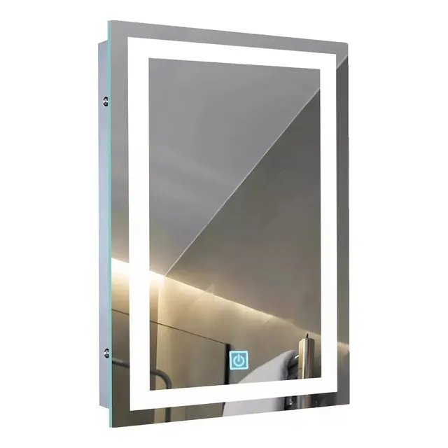 Espejo cuadrado de pared Goodwill 69830 con luz fría de 70cm x 50cm con 50cm de diámetro eléctrico 127V marco sin marco