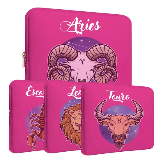 Luva Case Rosa Estampada De Signos Para Notebook Até 15 Pol 