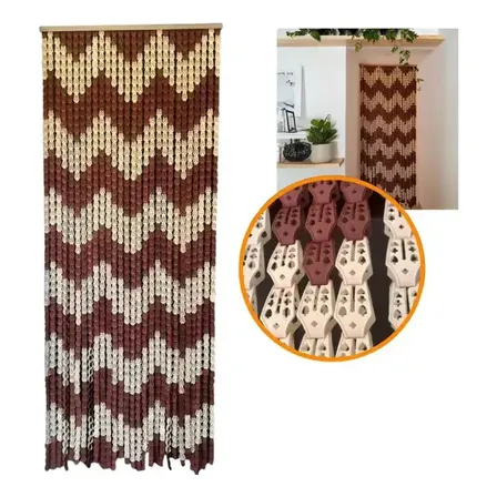 Cortina Italiana Original 2,10cm X 0,82xm Marrom E Bege Marrom E Bege