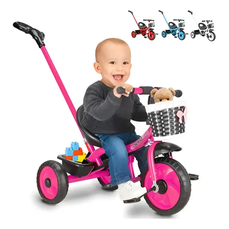 Triciclo Bicicleta Juguete Para Niños Infantil Cesta Cajuela Color Rosa