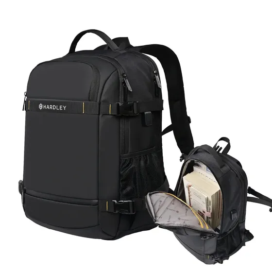 Mochila De Viaje Y Notebook Hardley Tela Impermeable 34 Lt Negro