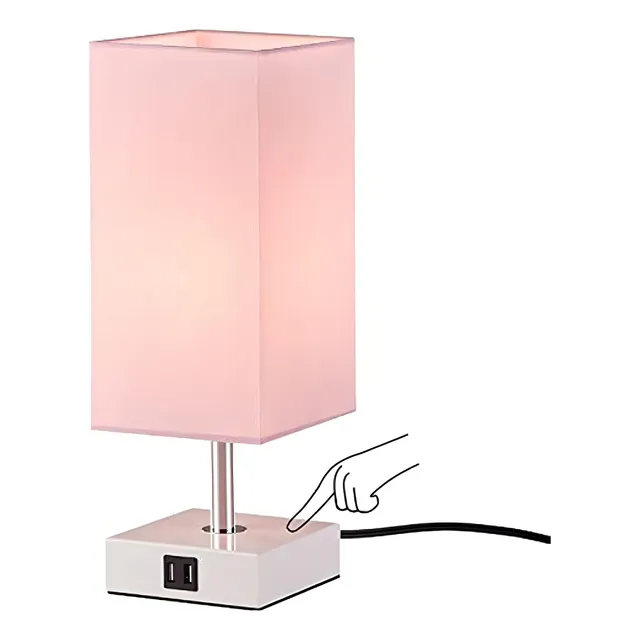 Lámpara De Mesa De Control Táctil Con Puertos Usb, Lámparas