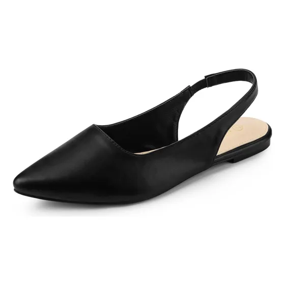 Zapatos De Tacón Con Punta Puntiaguda Planos Tipo Slingback