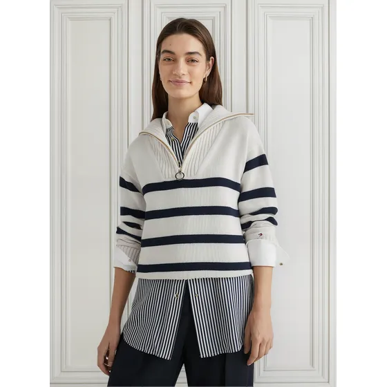 Saco Amplio De Rayas Con Cierre Mujer Tommy Hilfiger
