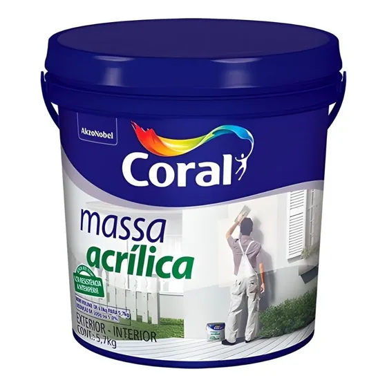 Massa Acrílica Branca Acabamento Fosco Linha Coral 5,7kg
