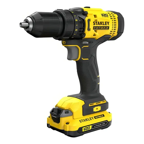Taladro atornillador inalámbrico de 13mm Stanley SCD700C2K 20V + 2 baterías de 1.5Ah + accesorio con maletín de transporte 220V