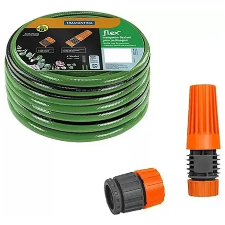 Mangueira Tramontina Flex Verde 30mt com Esguicho e Bico Riscável