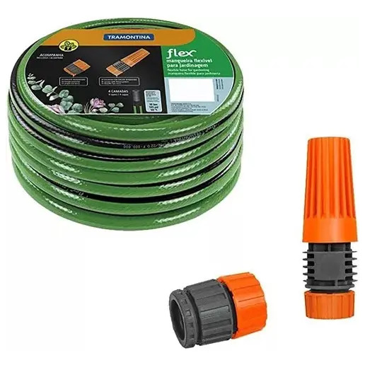Mangueira Tramontina Flex Verde 30mt com Esguicho e Bico Riscável