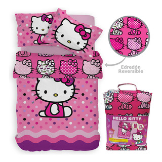 Set Edredón Individual Hello Kitty Reversible Incluye Bolsa Set Edredón Individual Hello Kitty Reversible Incluye Bolsa