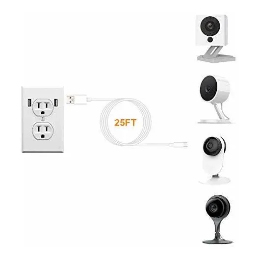 Seguridad Hogar Cable Extension Alimentacion Usb Pie