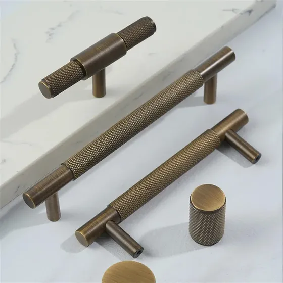 Tirador Largo Laton Macizo Antiguo Para Gabinete Cocina Lujo