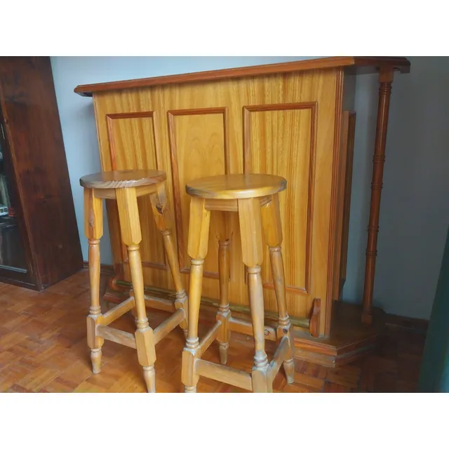 Barra Bar De Madera Maciza (incluye 2 Banquetas)
