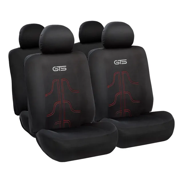 Cubre Asiento Gts Negro Costuras Rojo Polyester Muy Resisten