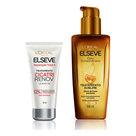 Kit Óleo Extraordinario Elseve+ Leave-in Cicatri Renov 50ml Kit Óleo Extraordinario Elseve+ Leave-in Cicatri Renov 50ml