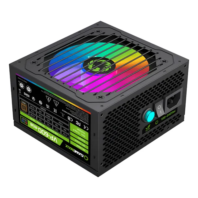 Fuente De Poder Vp 600w Rgb Gamemax Apfc 80plus