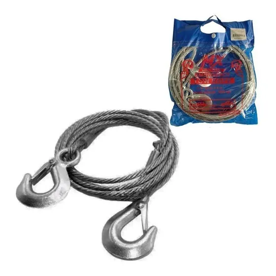 Linga Arrastre Acero 8mm X 4 Mts 5000kg Con Ganchos Y Bolso