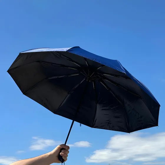Paraguas Automatico De Viaje Resistente Al Viento Liso Azul