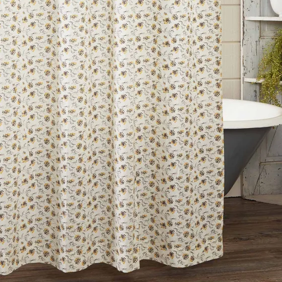 Cortina Ducha Floral 72  Largo X Ancho Estampado Mostaza Una